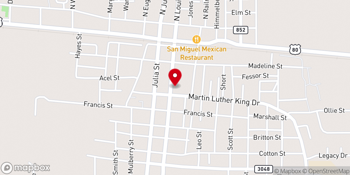 Map showing location of Rayville Civic Center