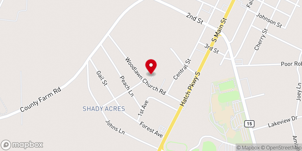 Map showing location of Woodlawn Baptist Church
