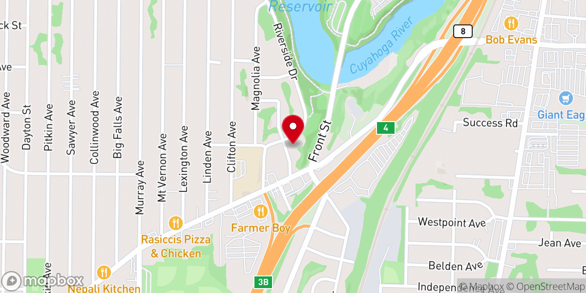 Map showing location of Riverside Christian Assembly