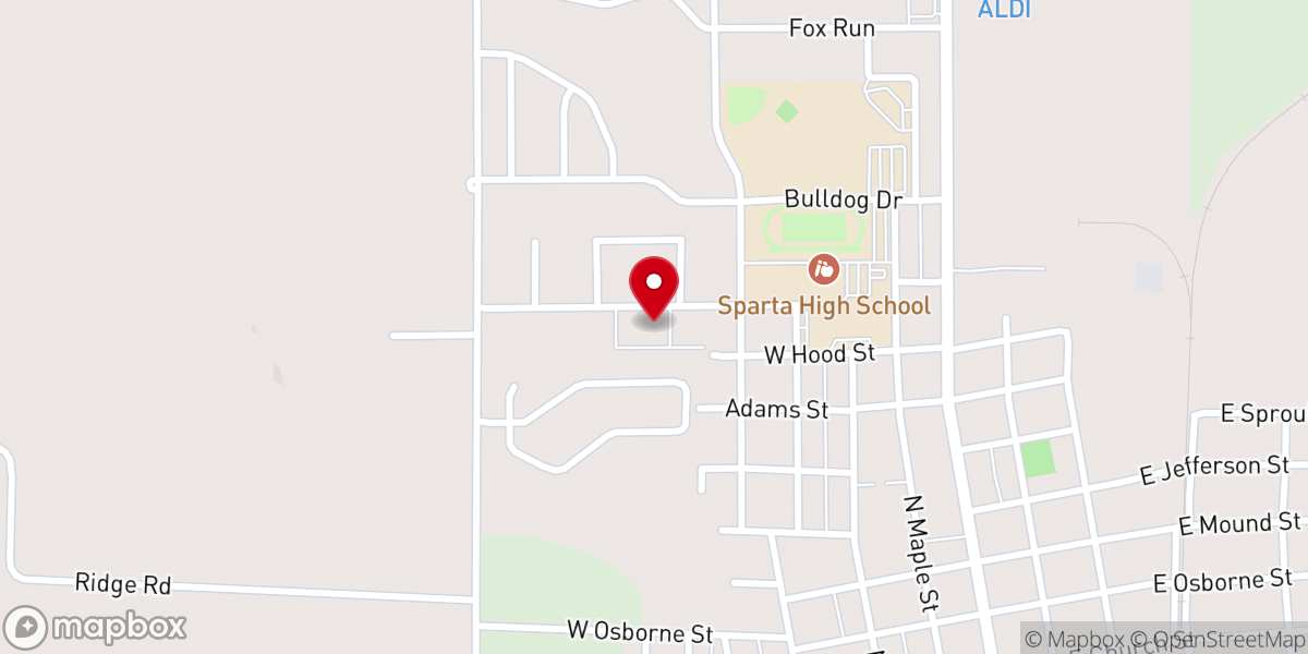 Map showing location of First United Methodist Church of Sparta