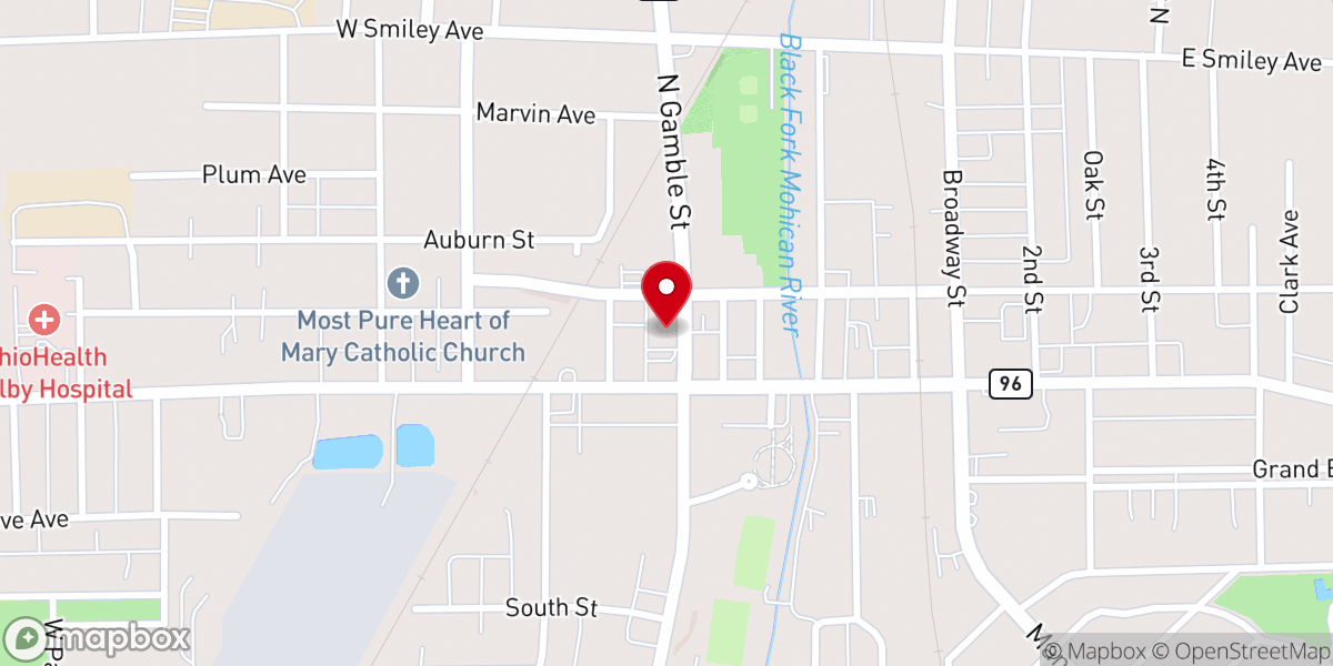 Map showing location of First Presbyterian Church