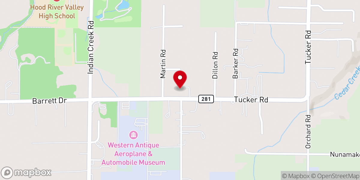 Map showing location of Hood River Church of Christ