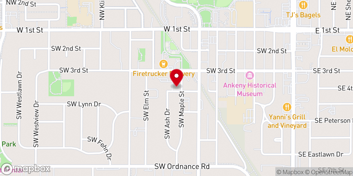 Map showing location of Ankeny Apostolic Assembly