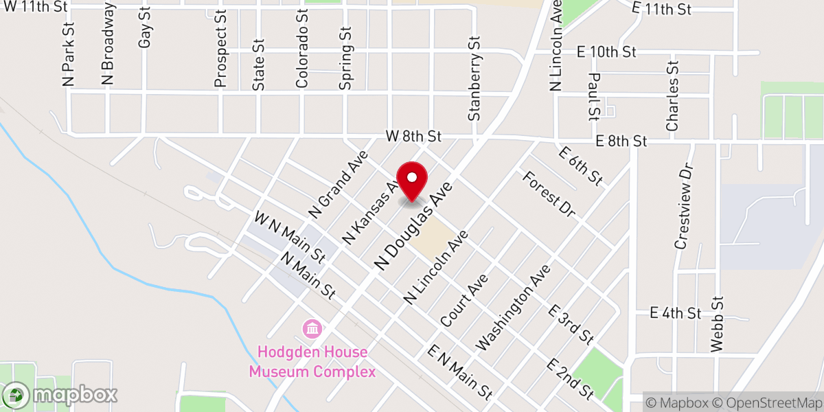 Map showing location of Ellsworth Methodist Church