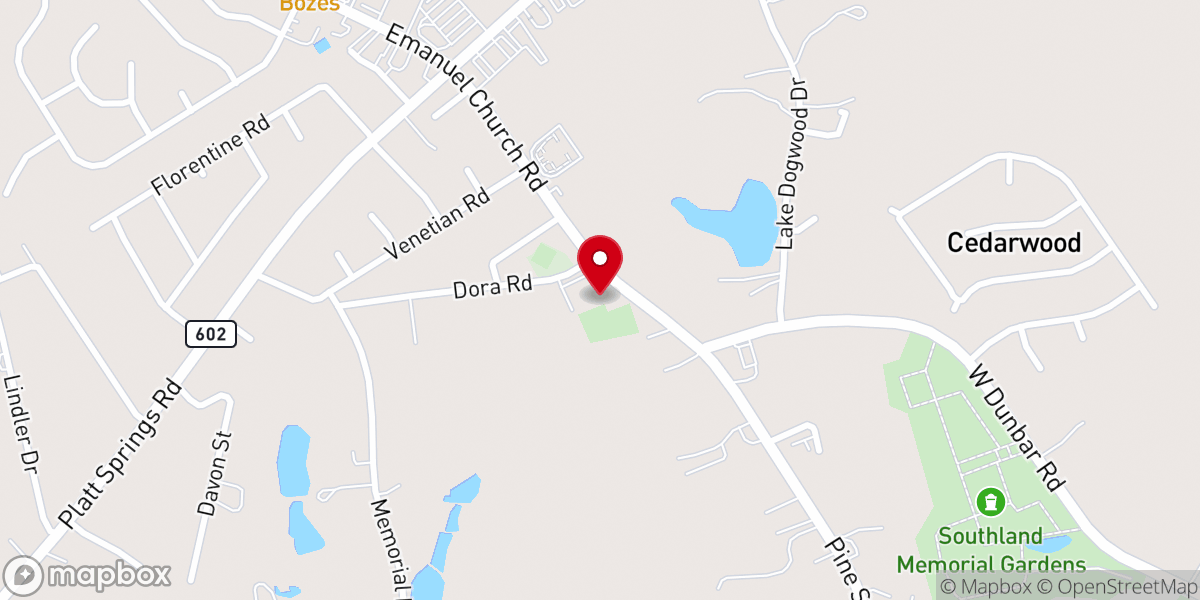 Map showing location of Emmanuel Lutheran Church