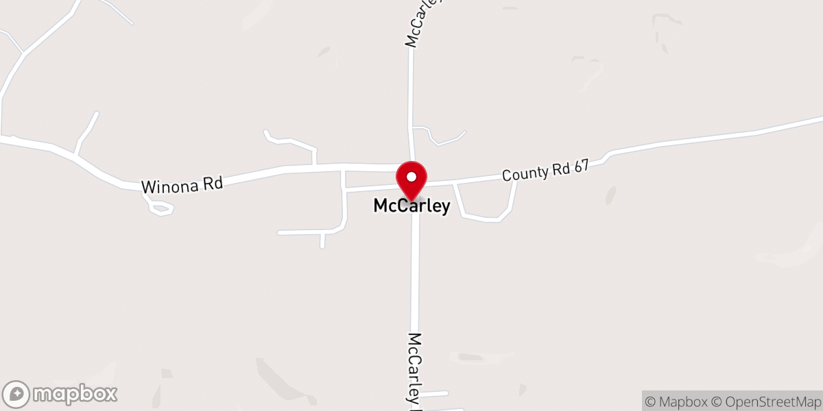 Map showing location of McCarley