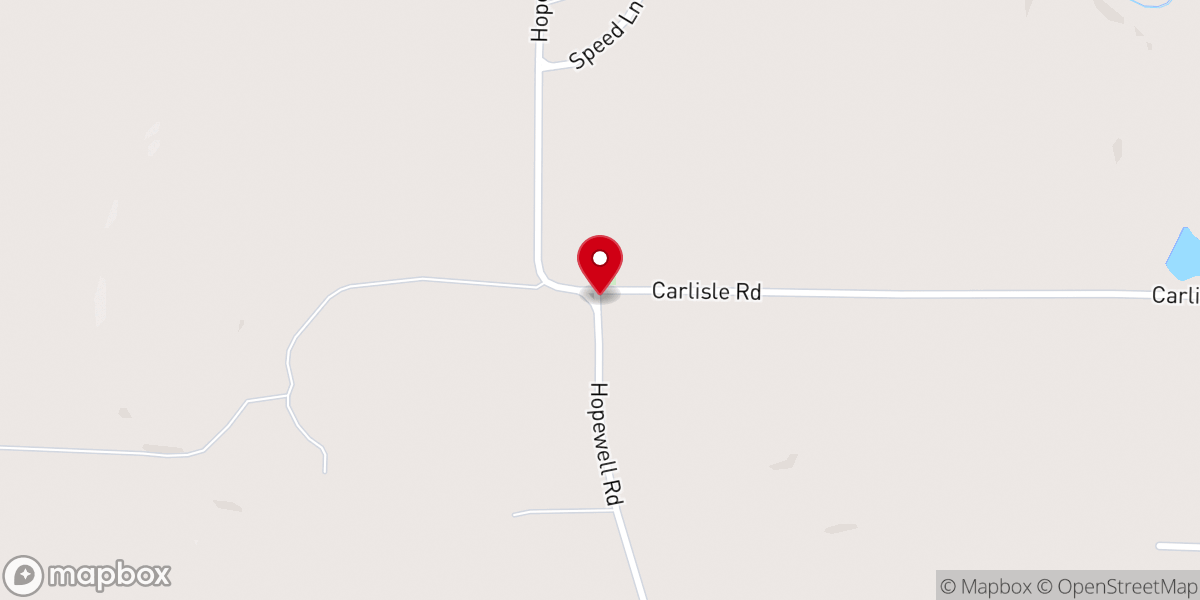 Map showing location of Hopewell Church