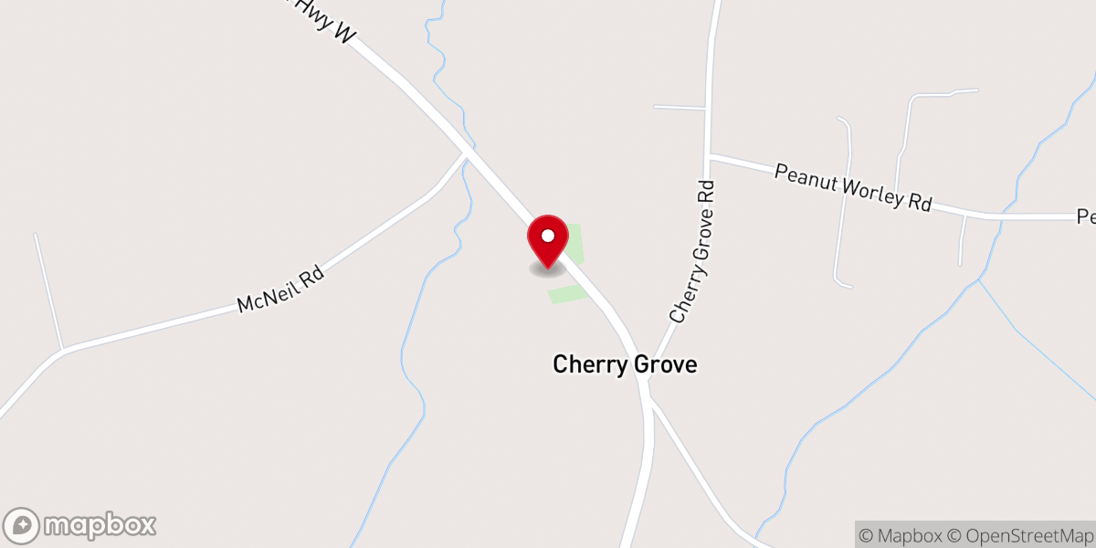 Map showing location of Cherry Grove Baptist Church