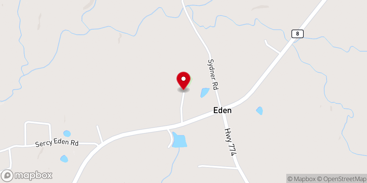Map showing location of Eden United Methodist Church