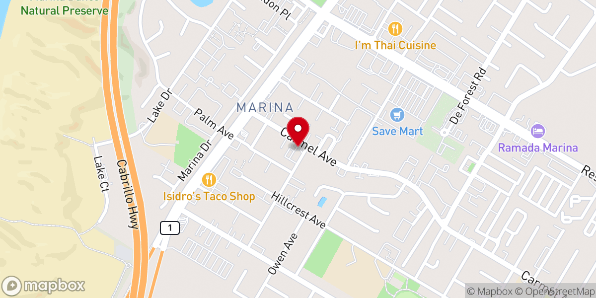 Map showing location of First Baptist Church of Marina