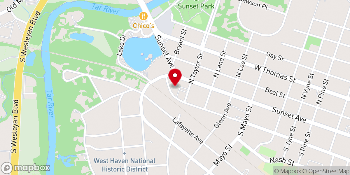 Map showing location of Lakeside Baptist Church