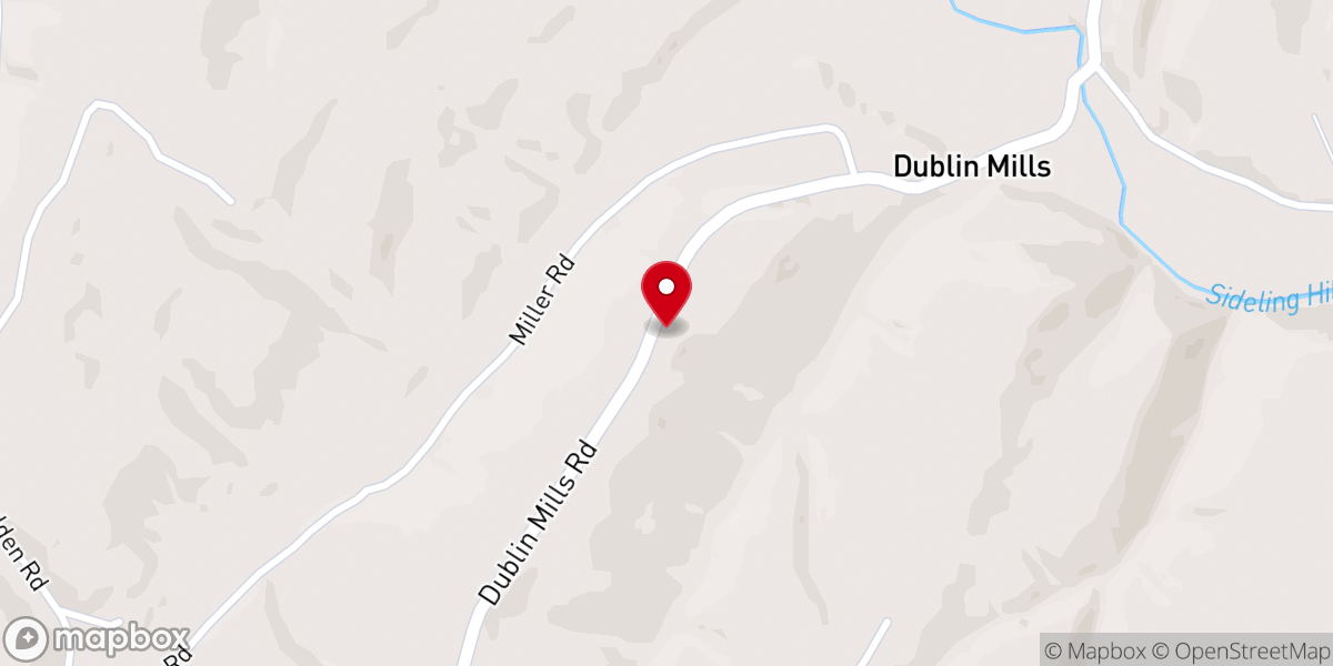 Map showing location of Dublin Mills Community Church