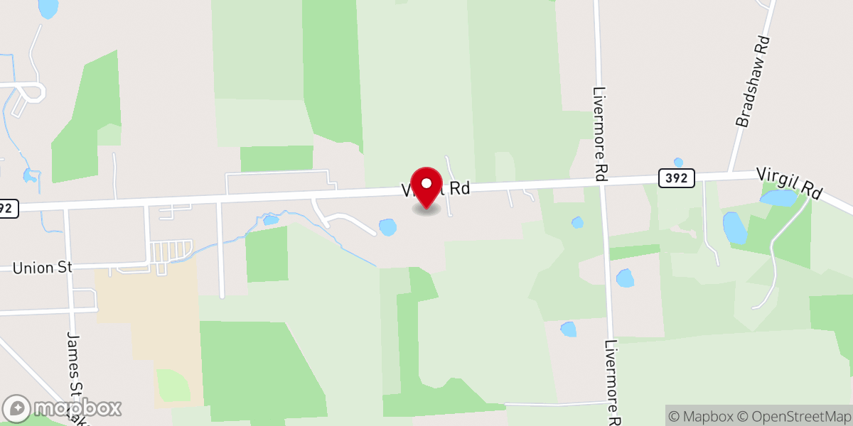 Map showing location of Dryden Baptist Church