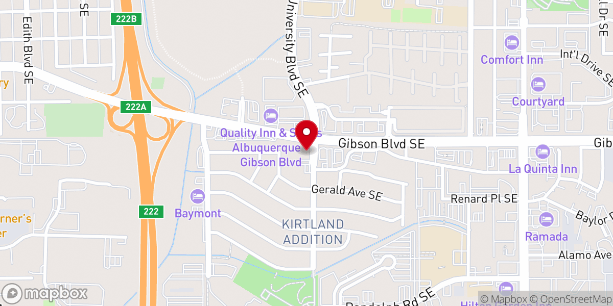 Map showing location of Mount Olive Missionary Baptist Church ABQ