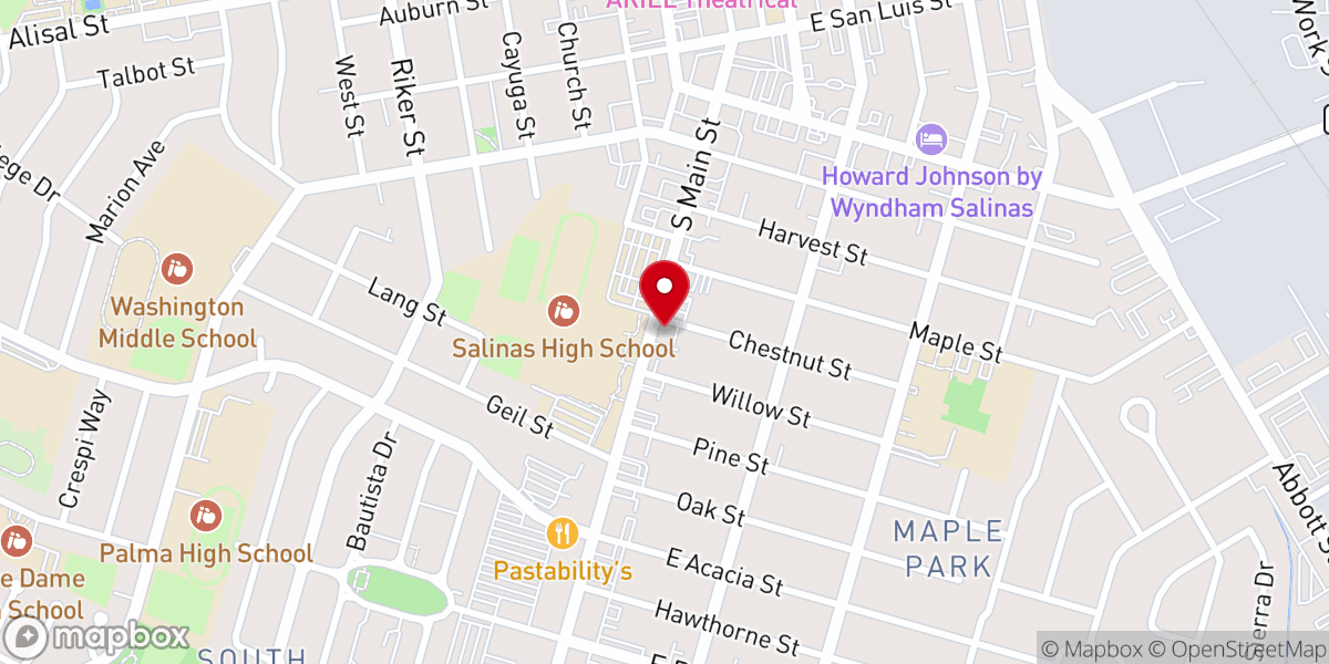 Map showing location of Chinese Christian Church-Salinas