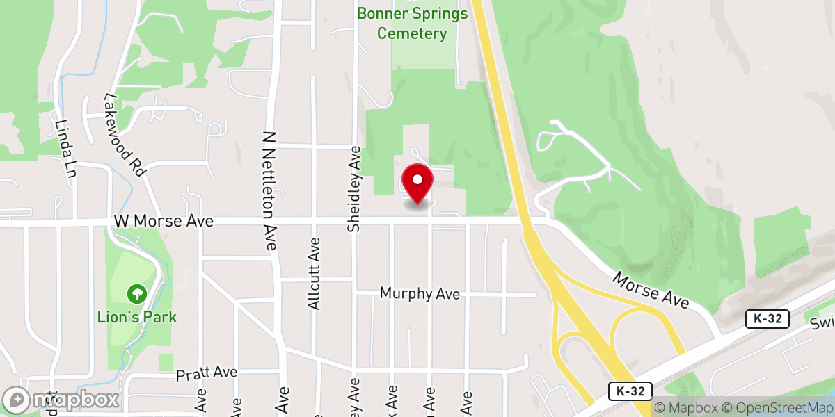 Map showing location of Bonner Springs Church-Christ