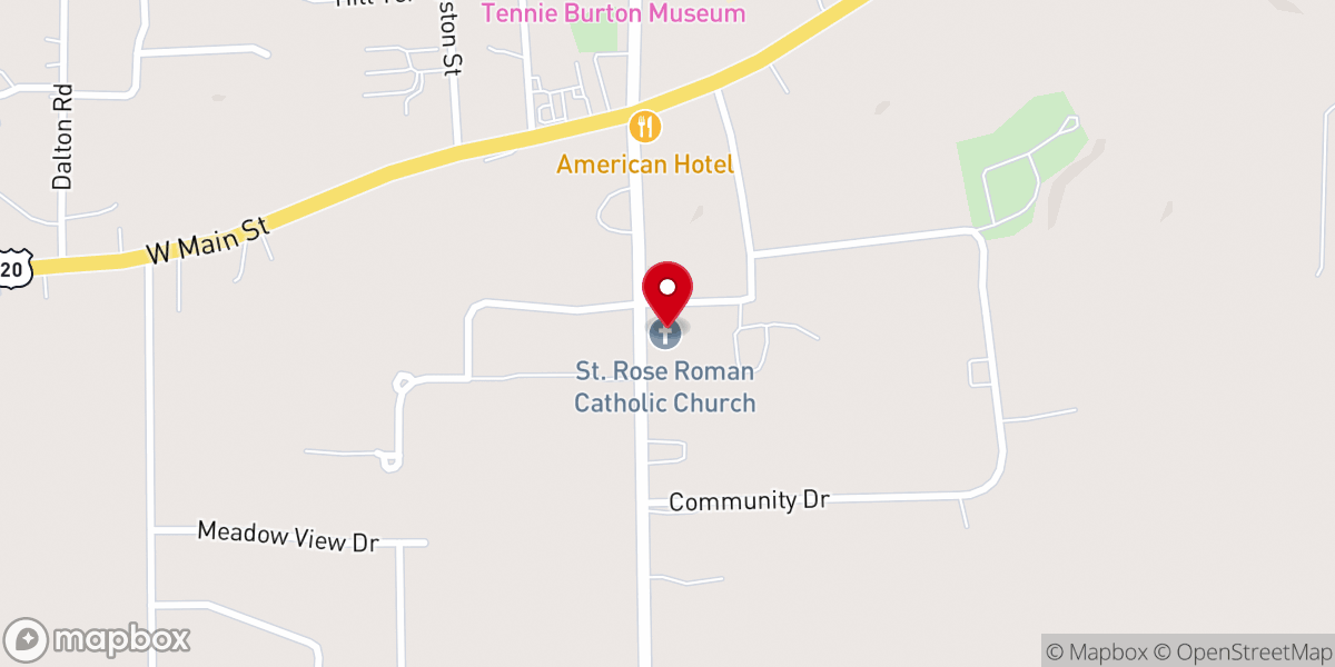Map showing location of St. Rose of Lima