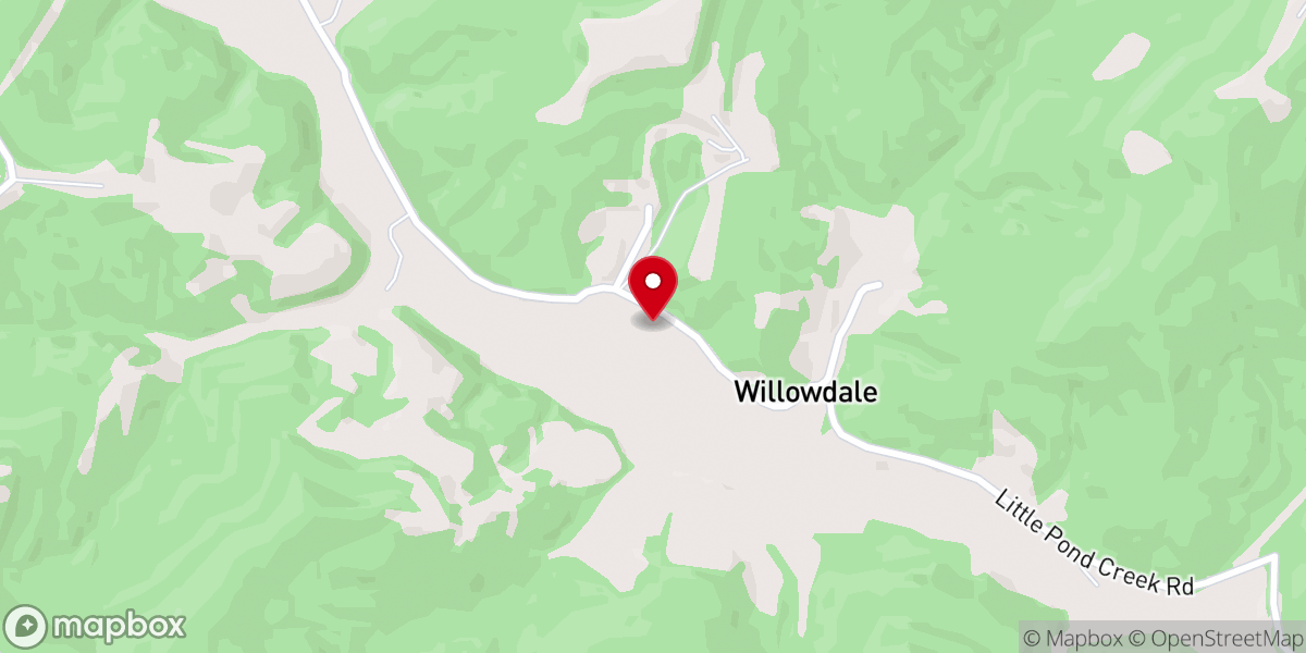 Map showing location of Willowdale Baptist Church