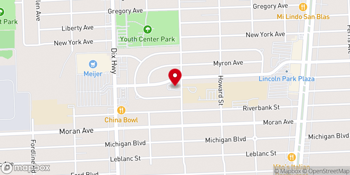 Map showing location of Lincoln Park Presbyterian Church