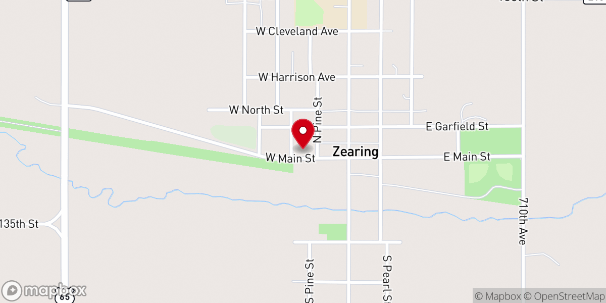 Map showing location of Zearing Christian Church