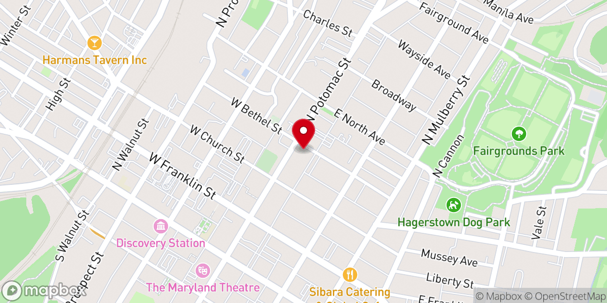 Map showing location of Weddings Hagerstown