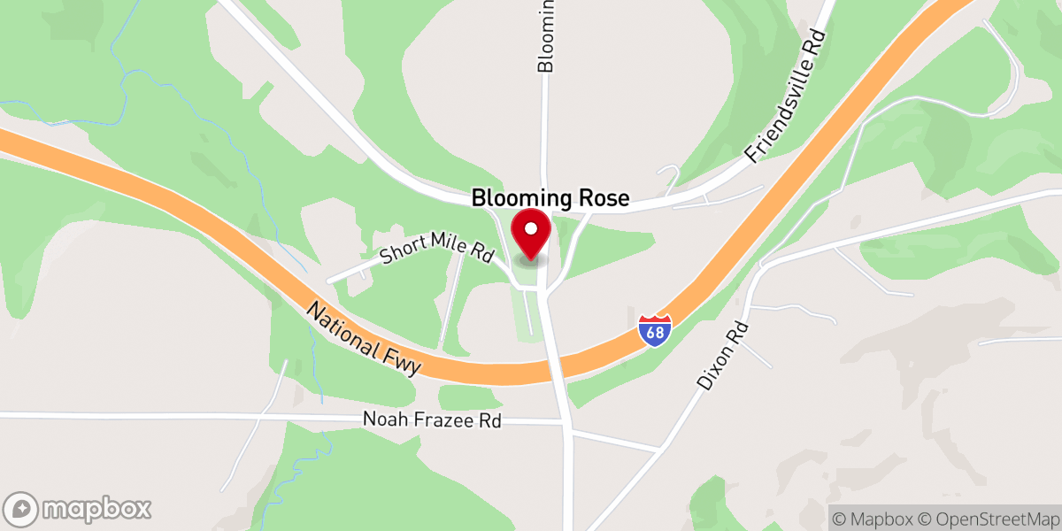 Map showing location of Blooming Rose Church