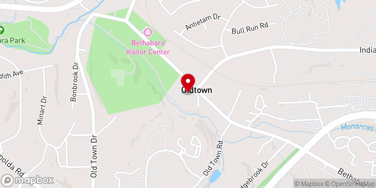 Map showing location of Bethabara Moravian Church