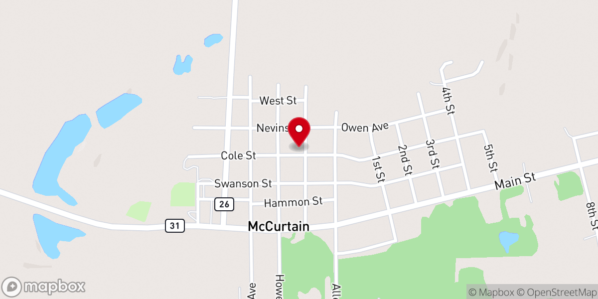 Map showing location of Mc Curtain Bible Church