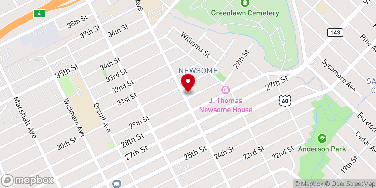 Map showing location of Trinity Baptist Church