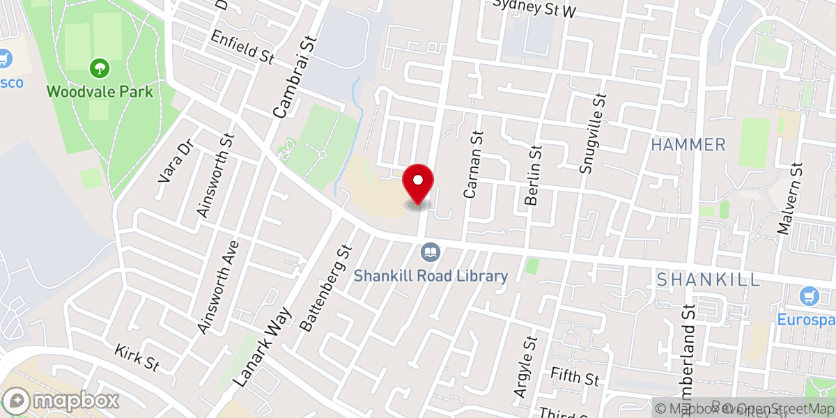Map showing location of Shankill Baptist Church