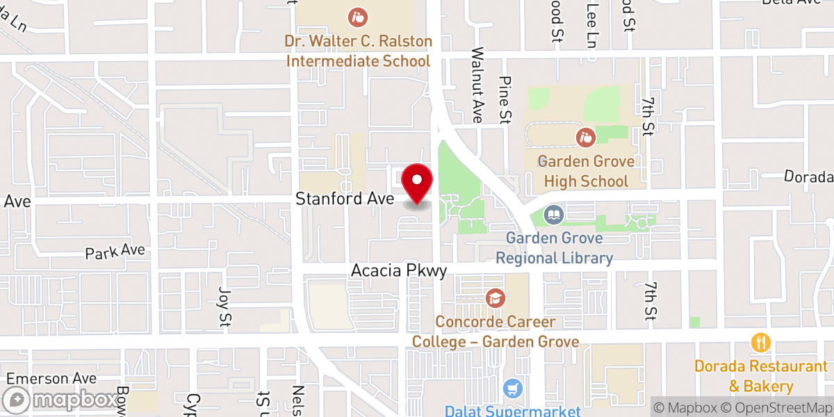 Map showing location of Garden Grove United Methodist Church