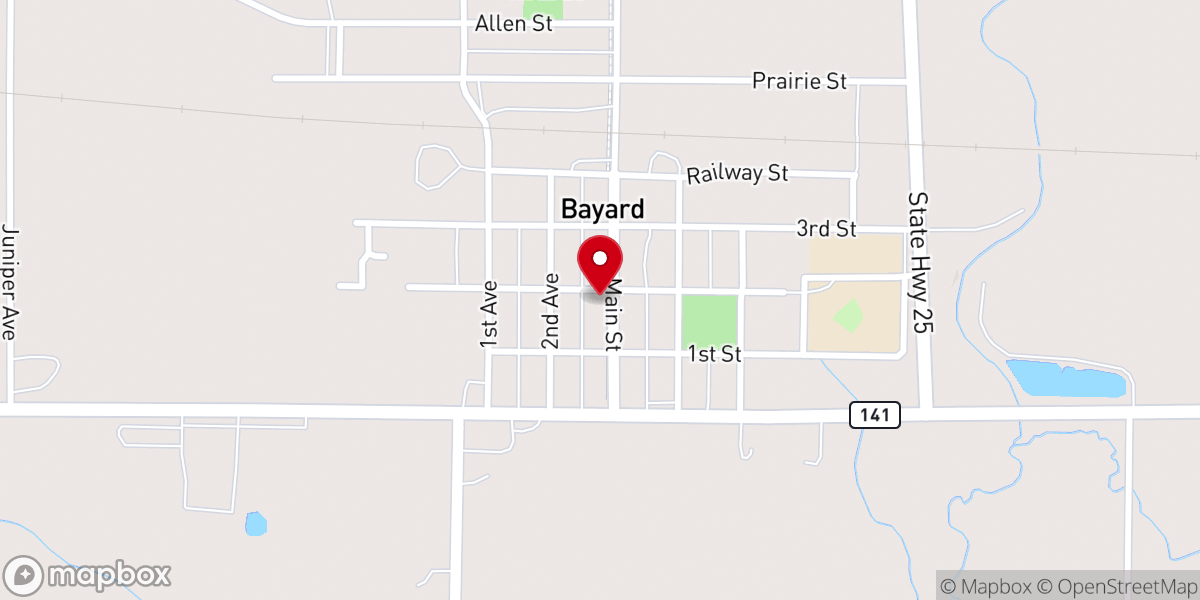Map showing location of Bayard Church of Christ (Iowa)