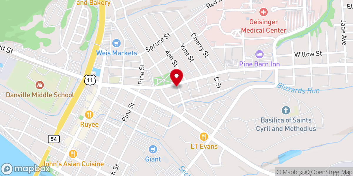 Map showing location of Grove Presbyterian Church