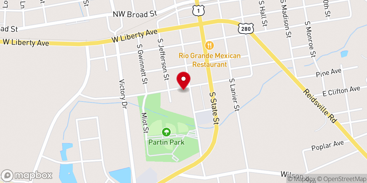 Map showing location of Grace Presbyterian Community Church