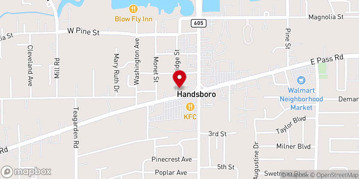 Map showing location of Handsboro Presbyterian Church