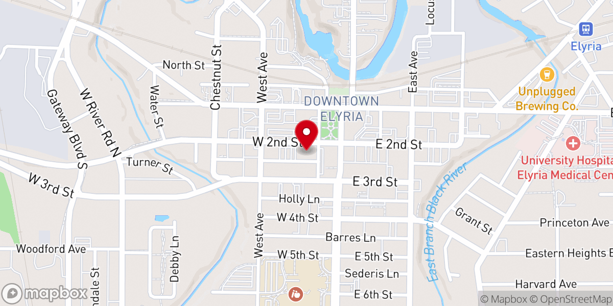 Map showing location of First Congregational Elyria, Ohio - Food Distribution Center