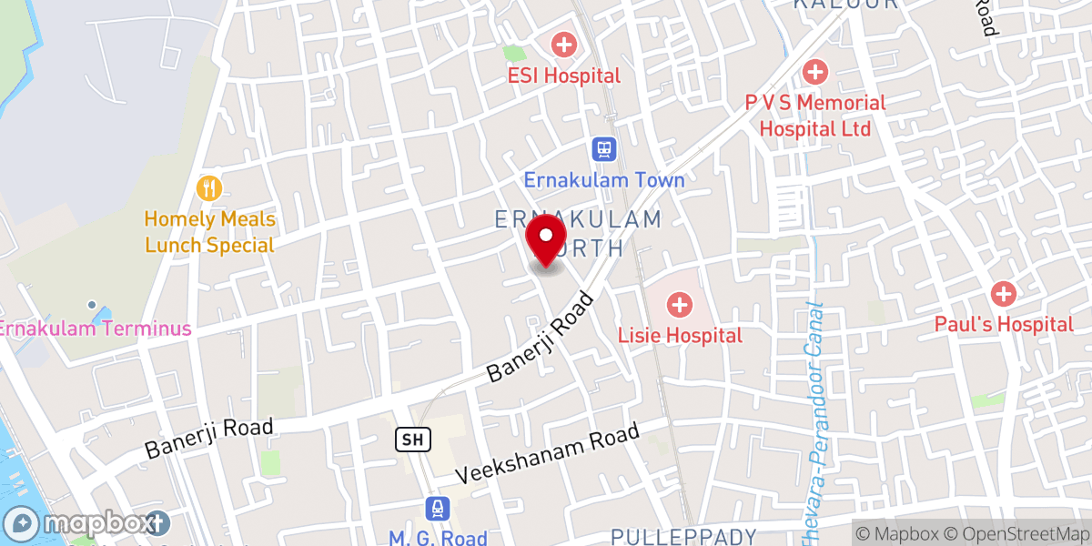 Map showing location of Assemblies of God Ernakulam Town Church