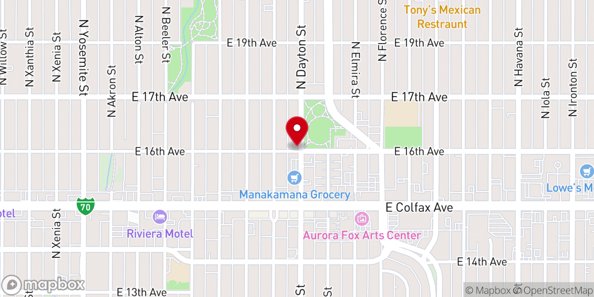 Map showing location of Aurora First Christian Church