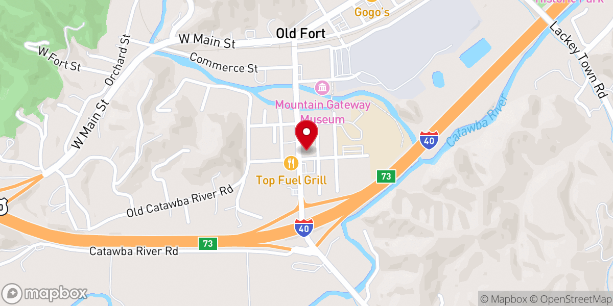 Map showing location of Old Fort United Methodist Church