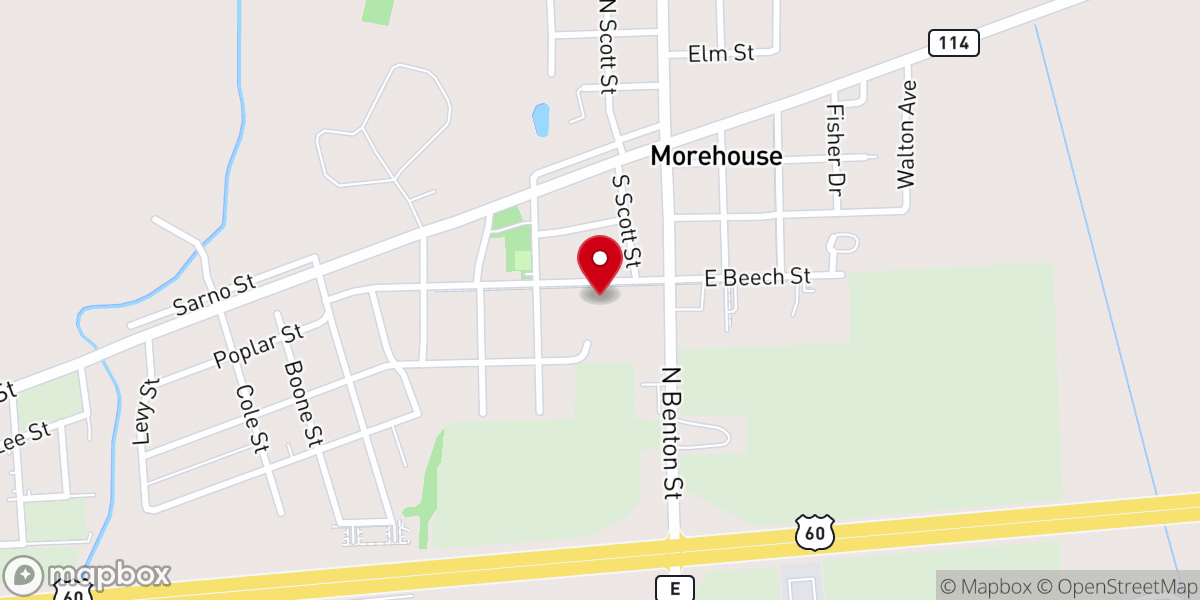 Map showing location of First Baptist Church of Morehouse