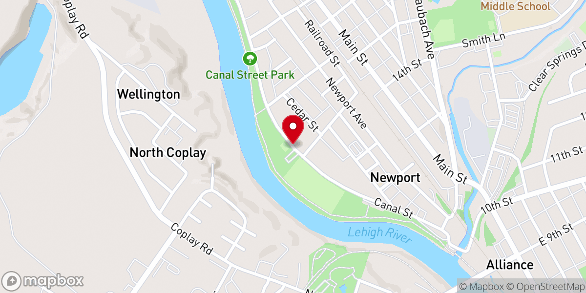 Map showing location of Canal Street Park