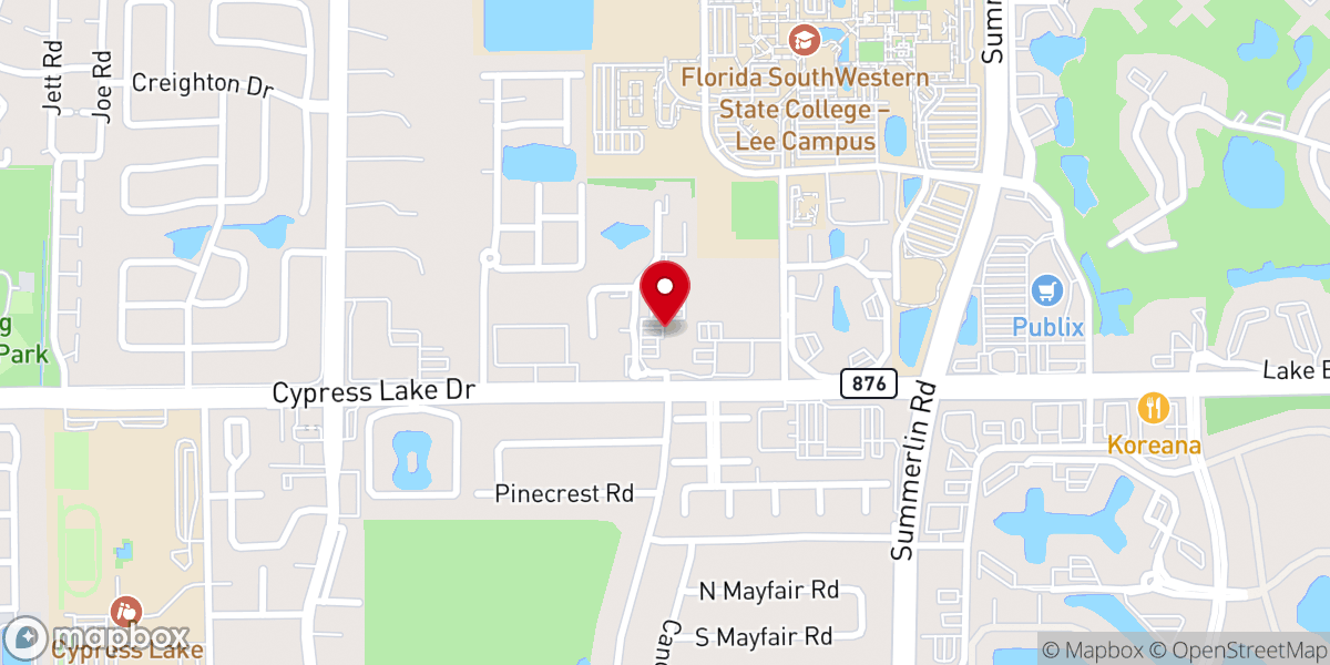 Map showing location of Cypress Lake Presbyterian Church
