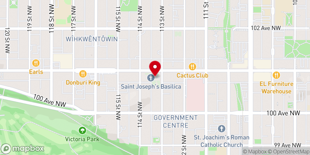 Map showing location of St. Joseph’s Cathedral Basilica
