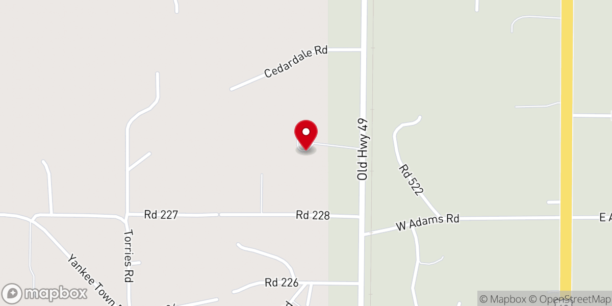 Map showing location of Cedar Dale Church