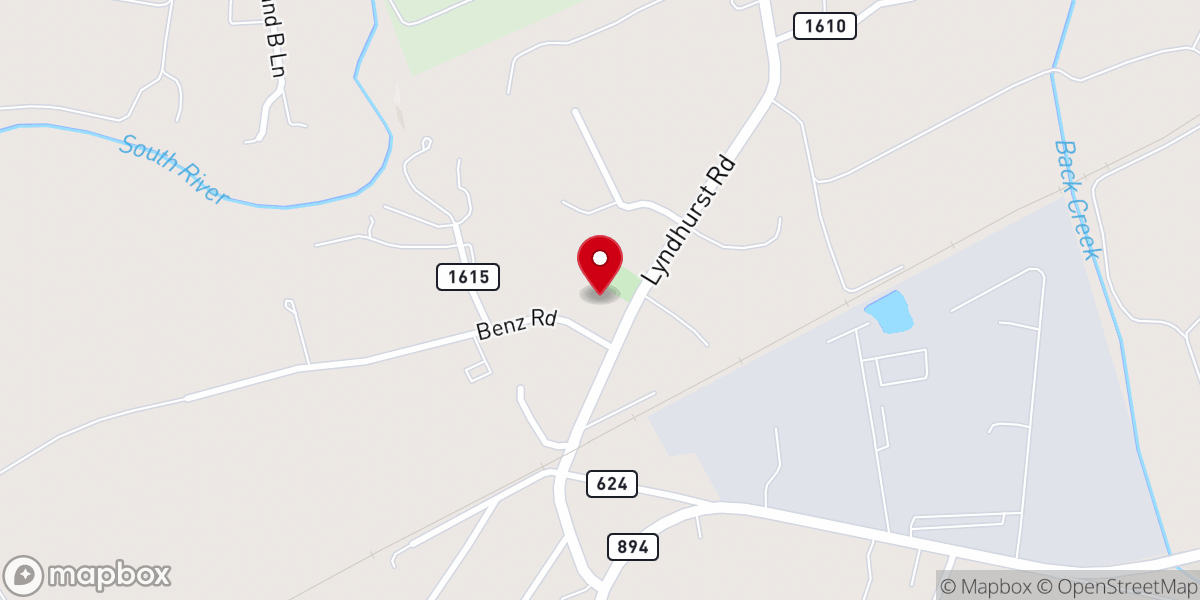 Map showing location of Lyndhurst United Methodist Church