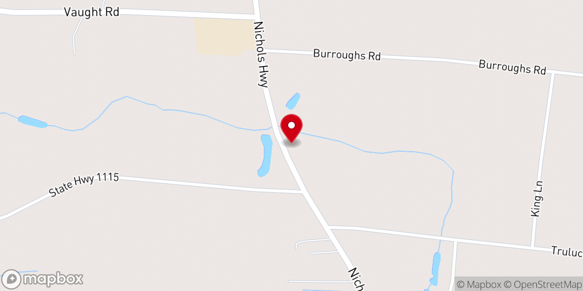 Map showing location of Happy Home Baptist Church