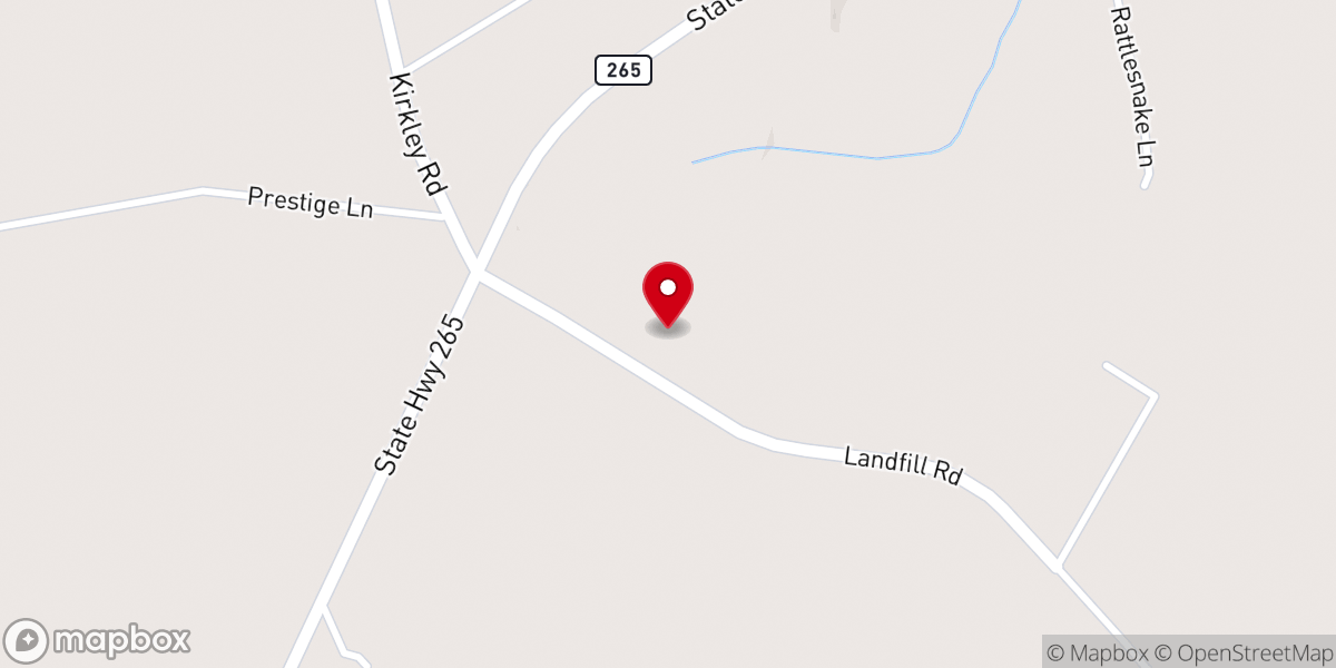 Map showing location of Road Branch Church