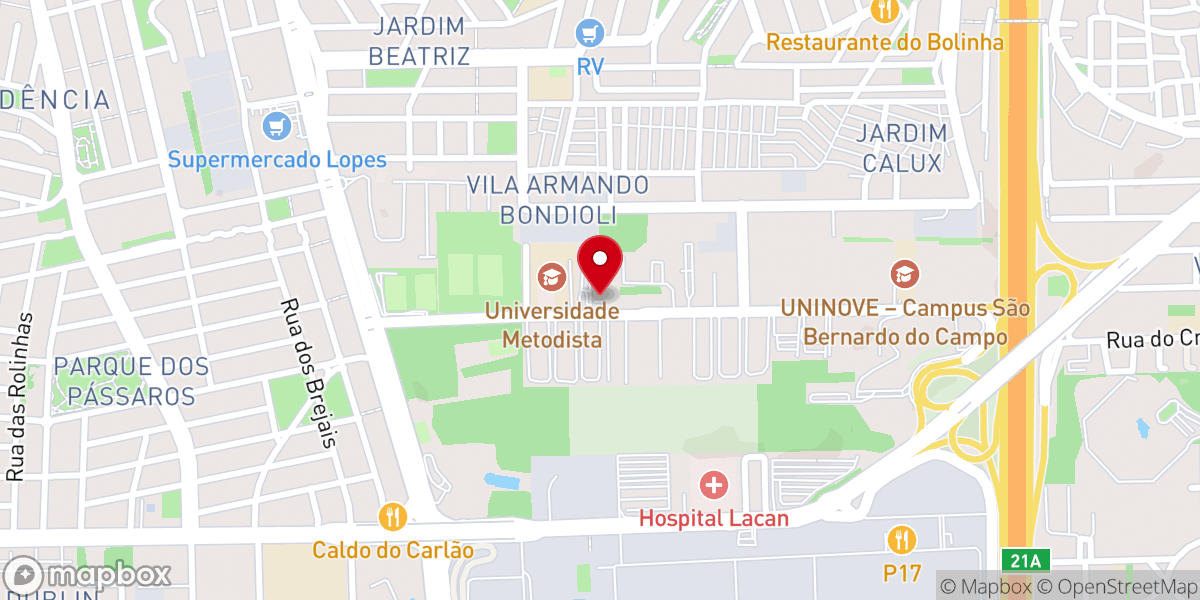 Map showing location of Igreja Aliança da Paz