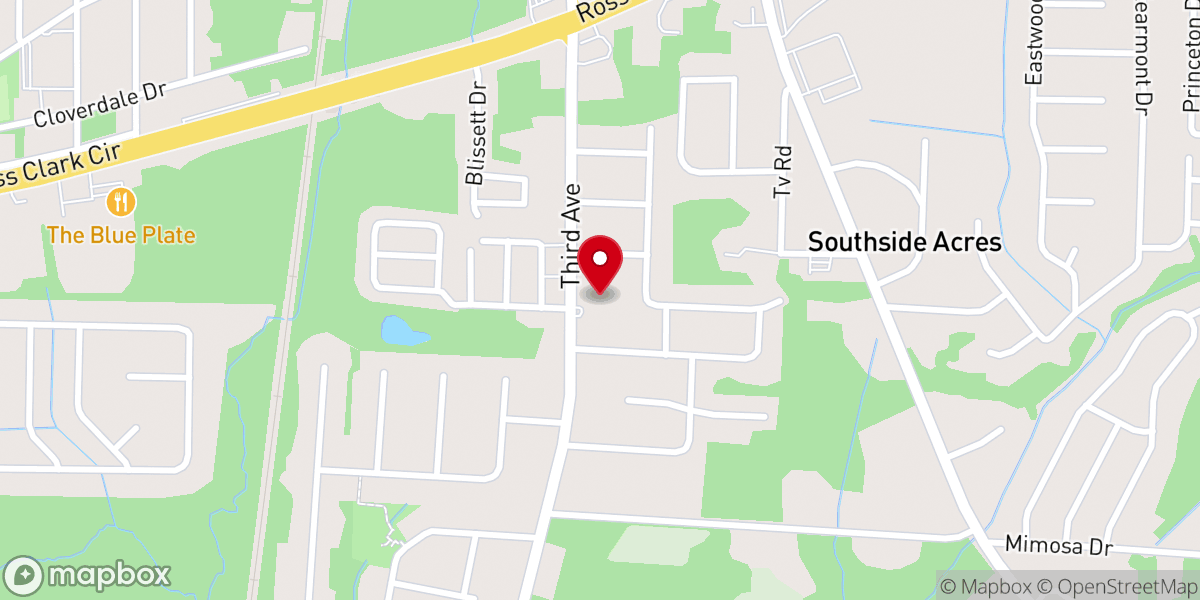 Map showing location of Faith Freewill Baptist Church