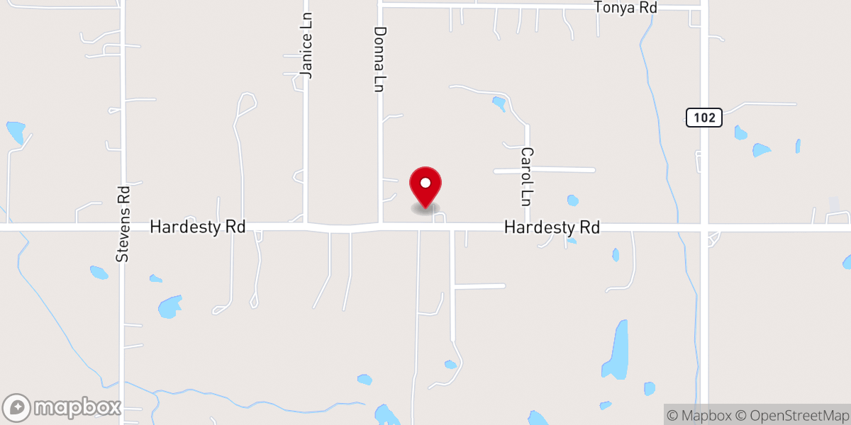 Map showing location of Hopewell Baptist Church